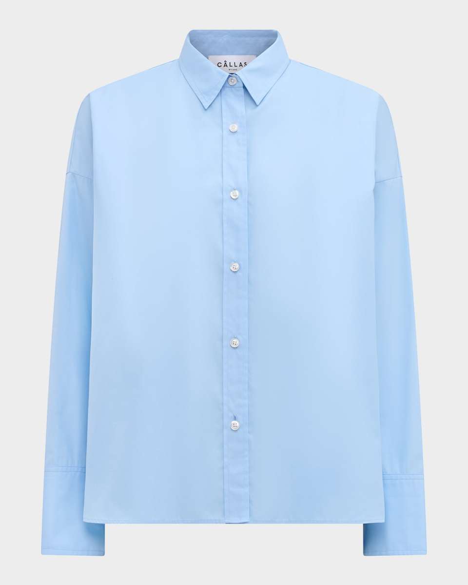 Sirene Button-Down Silk Twill Scarf Shirt